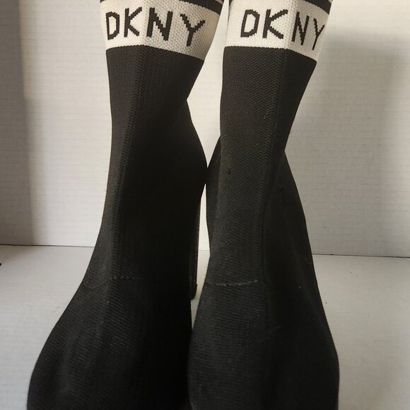 DKNY Tessa Knitted Monogram Platform Sock Ankle Boots - Picture 5 of 7